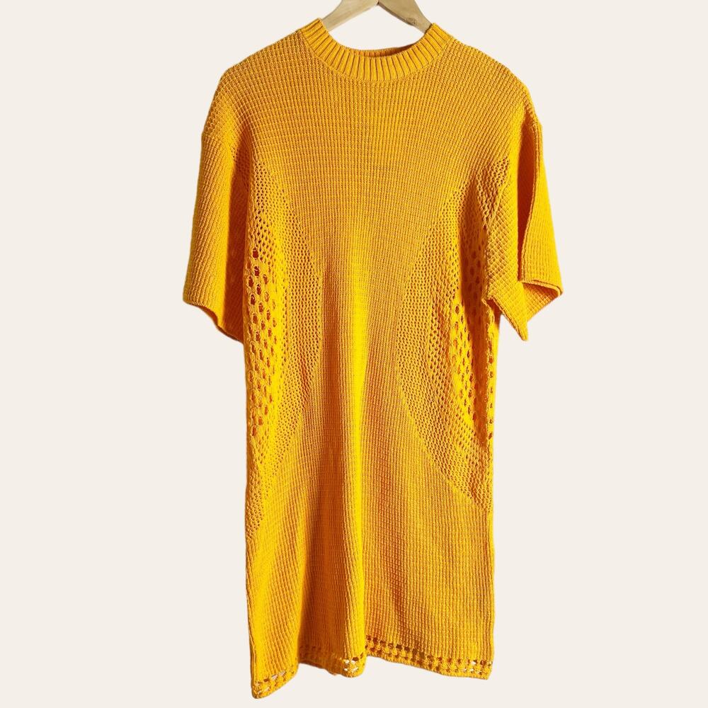 H&M Orange Short Sleeve Crewneck Knit Sweater Dress Size M
